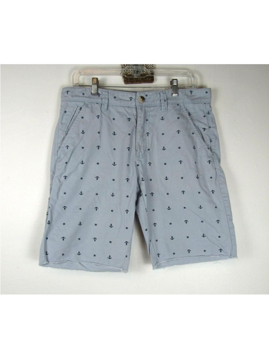 Hawkings Mcgill Other - Light Blue Cotton Flat Front Anchor Print Shorts